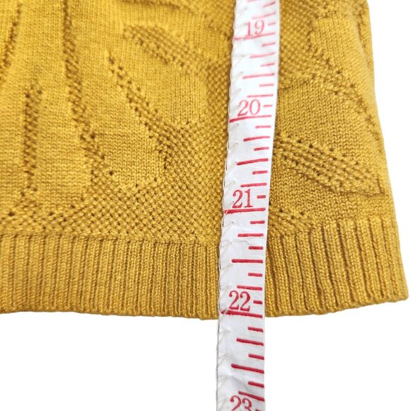 Ophelia Roe Puff Sleeve Gold Yellow Medallion Knit Eyelet Sweater Size S - Picture 12 of 14